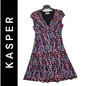 Kasper Women Multicolored Size 14 Sleeveless Swing $ Flare Formal Casual Dress